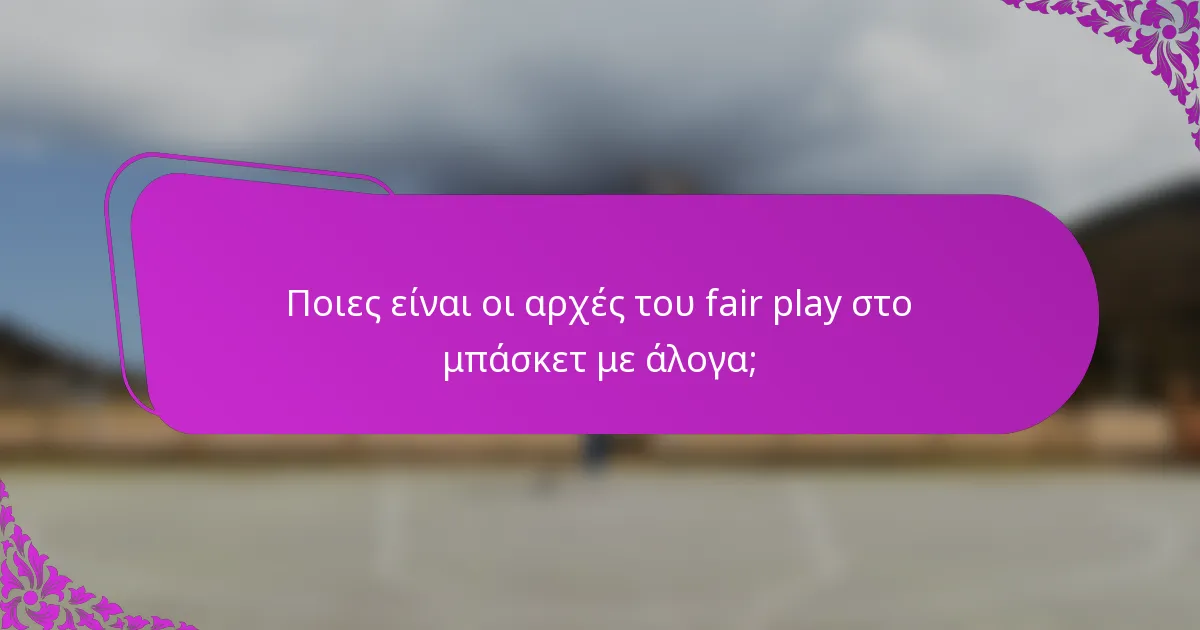 Ποιες είναι οι αρχές του fair play στο μπάσκετ με άλογα;
